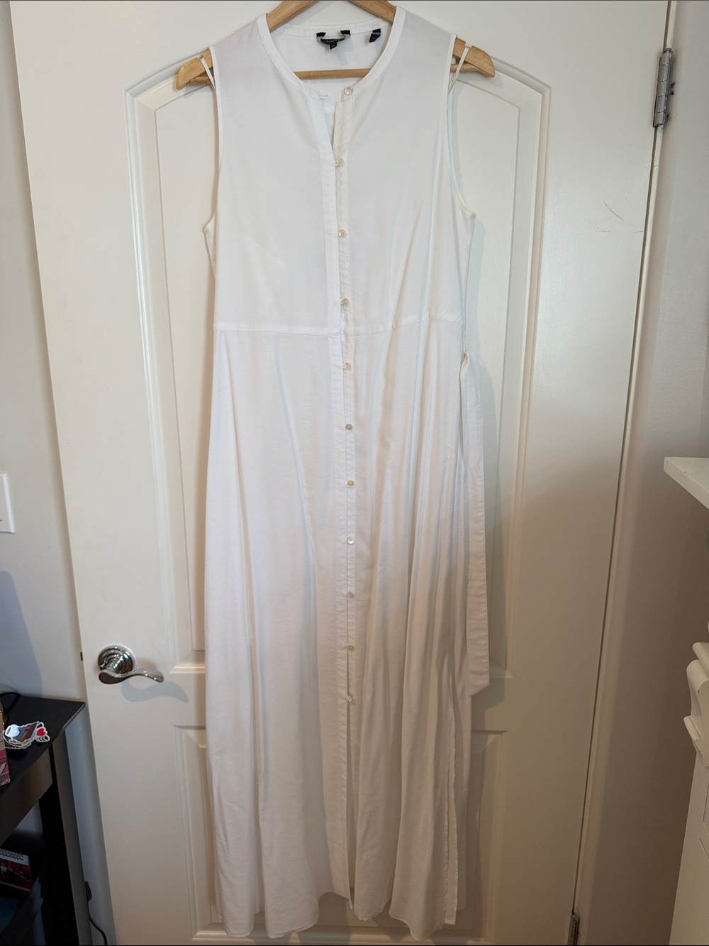 Theory White Sleeveless Button-Front Maxi Dress Size 10